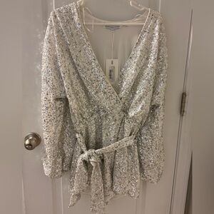 Sequin Wrap Dress with Belt